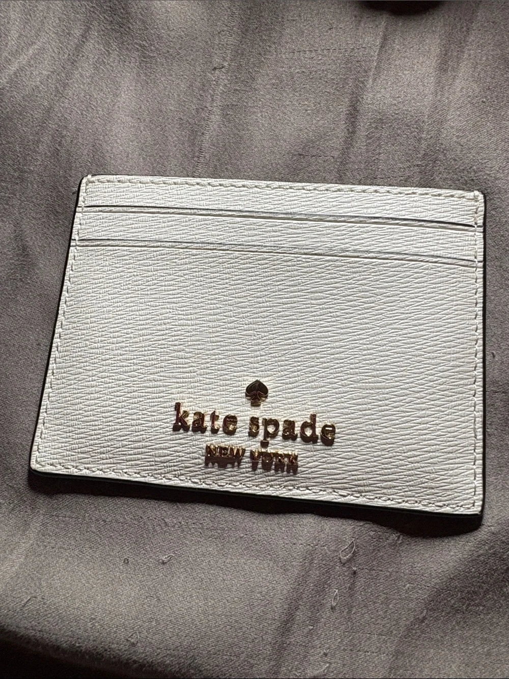 kate spade White Leather Card Case with Gold Logo